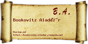 Boskovitz Aladár névjegykártya