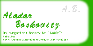 aladar boskovitz business card